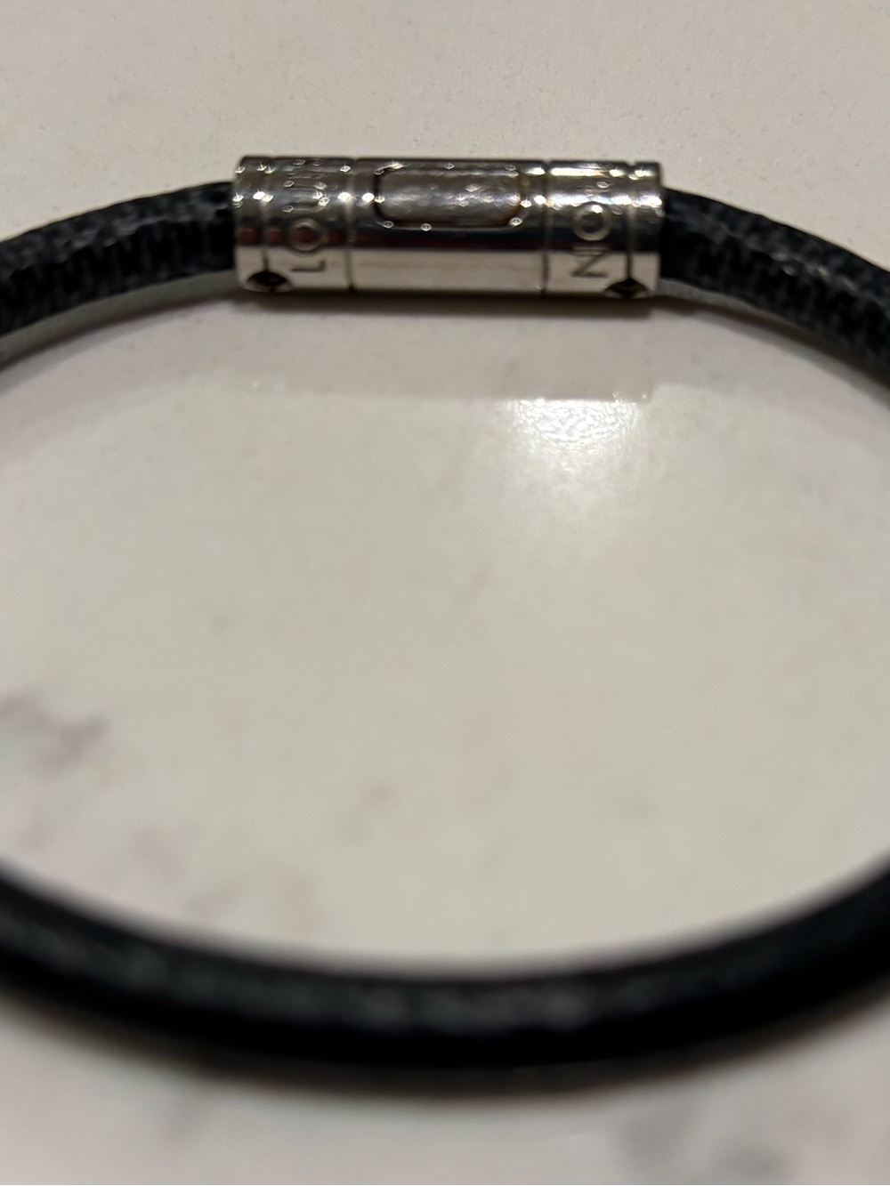 Louis Vuitton Keep It Bracelet M8152E Damier Graphite Canvas Silver Clasp Size 7 - Picture 4 of 7
